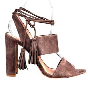 Madewell Women’s Octavia Brown Suede Ankle Lace Up Heels Size US 6.5